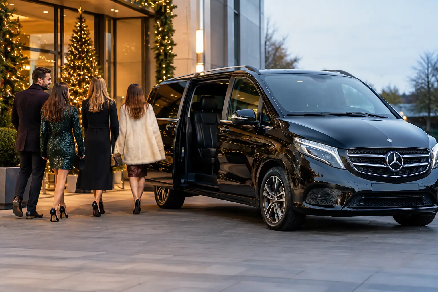 Christmas Party Nights Out in a V-Class Mercedes